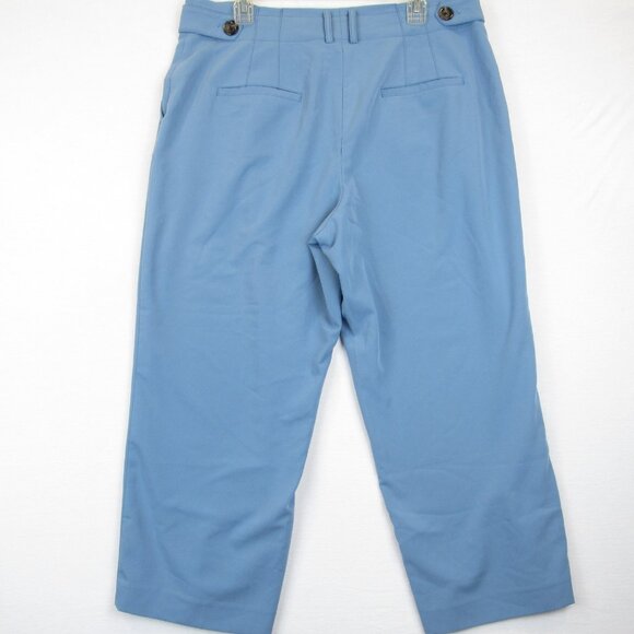 Ann Taylor Women's Pants Blue Waist Tabs Size 14P Wide Leg Trouser Pockets - Picture 2 of 7